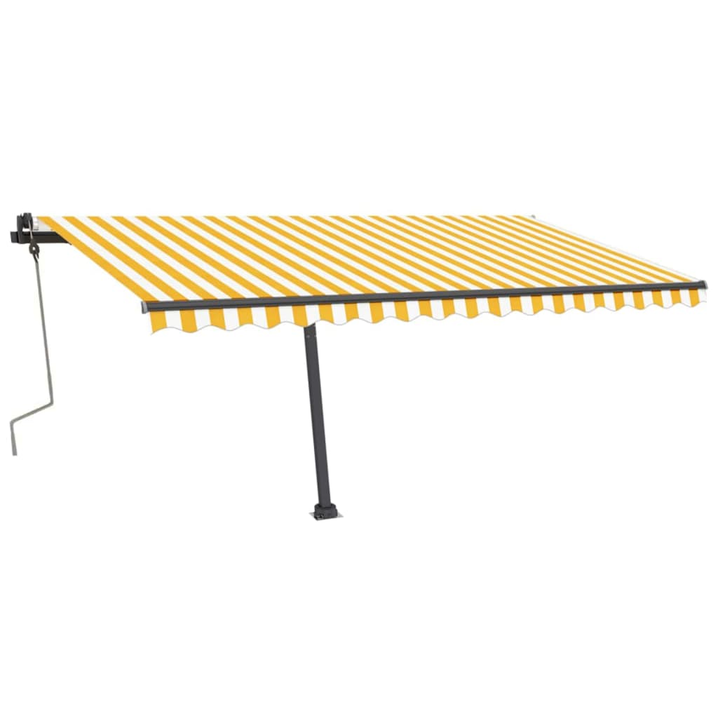 Retractable awning with LED 400x350 cm yellow-white