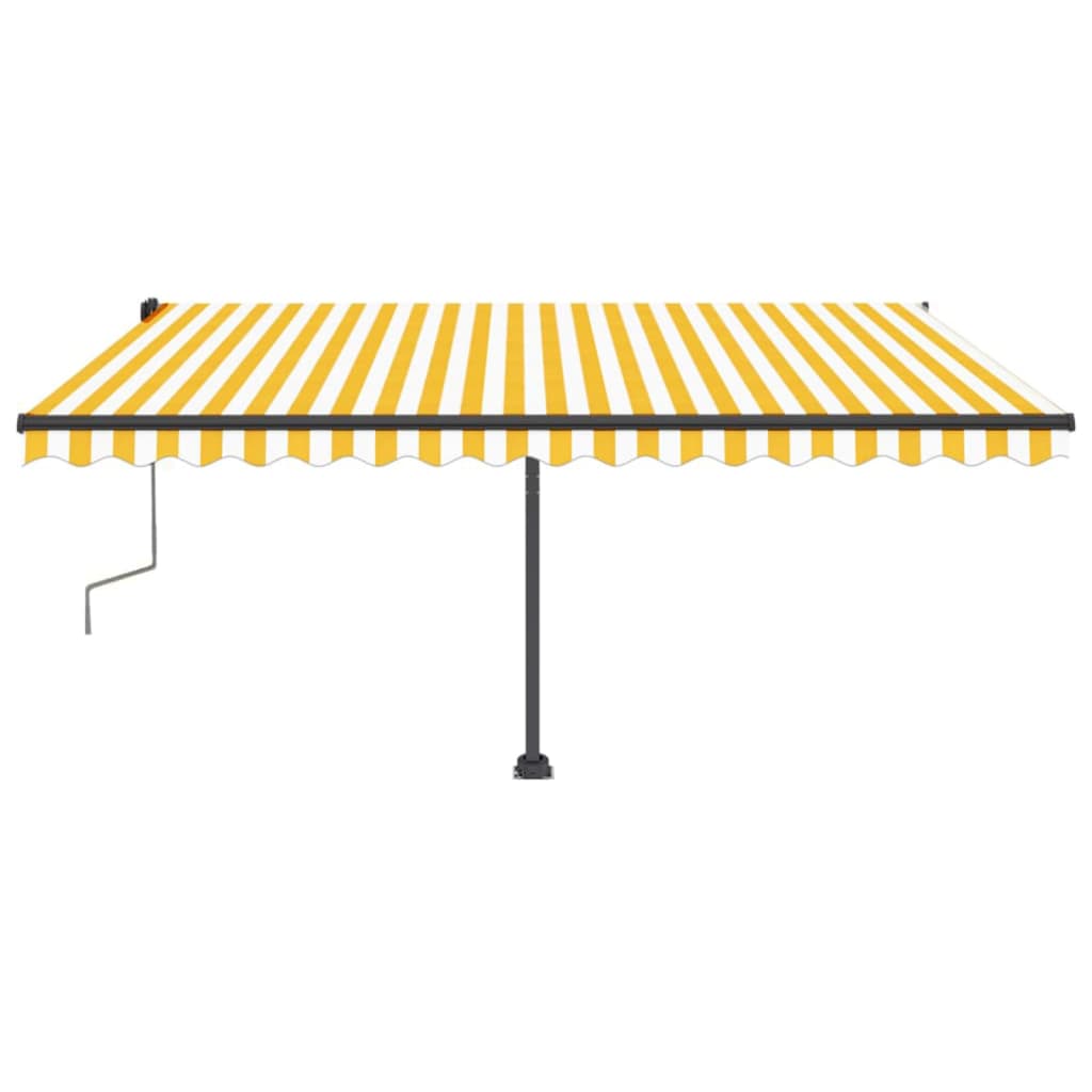 Retractable awning with LED 400x350 cm yellow-white