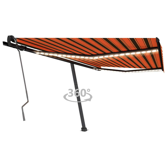 Retractable awning with LED light 400x350 cm orange/brown