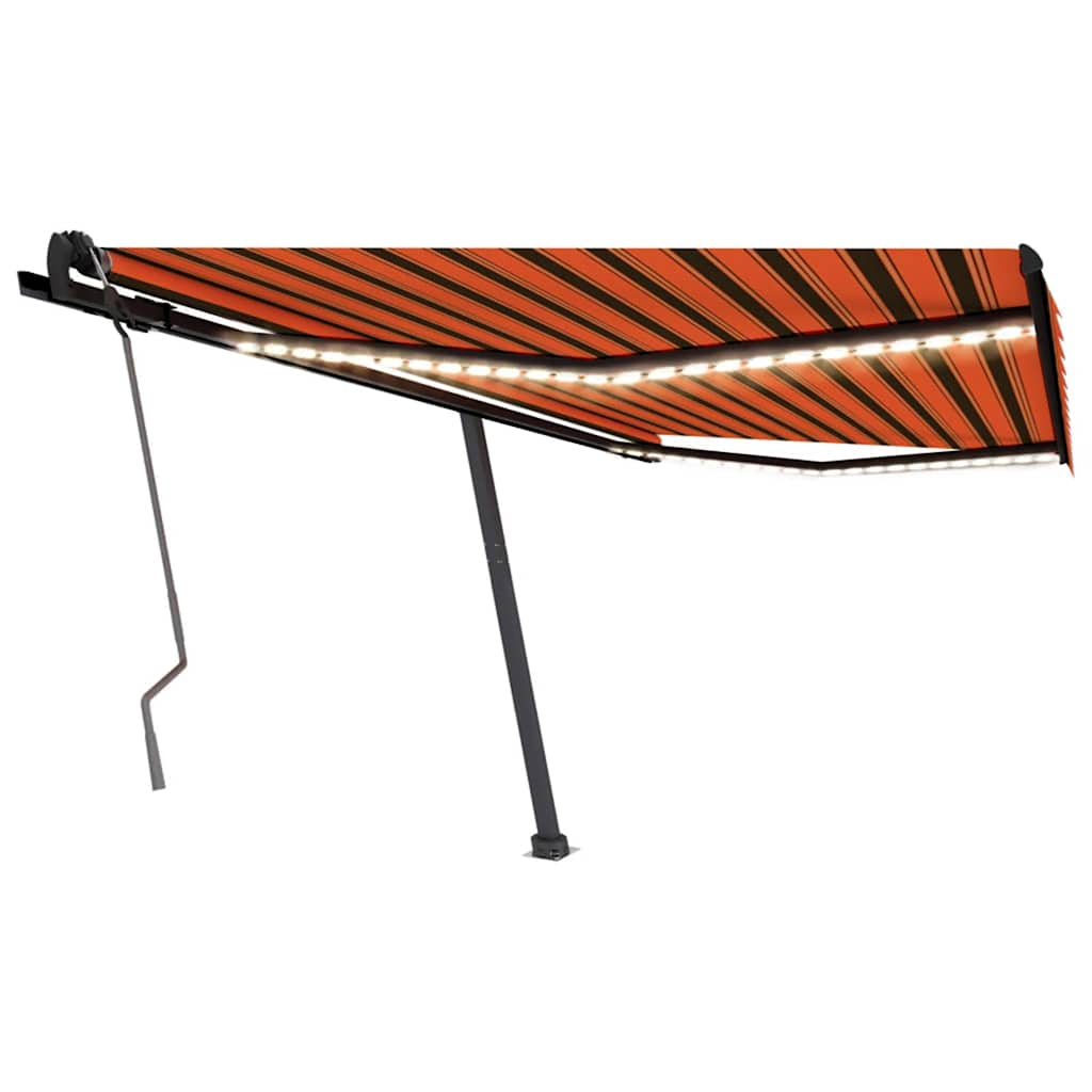 Retractable awning with LED light 400x350 cm orange/brown