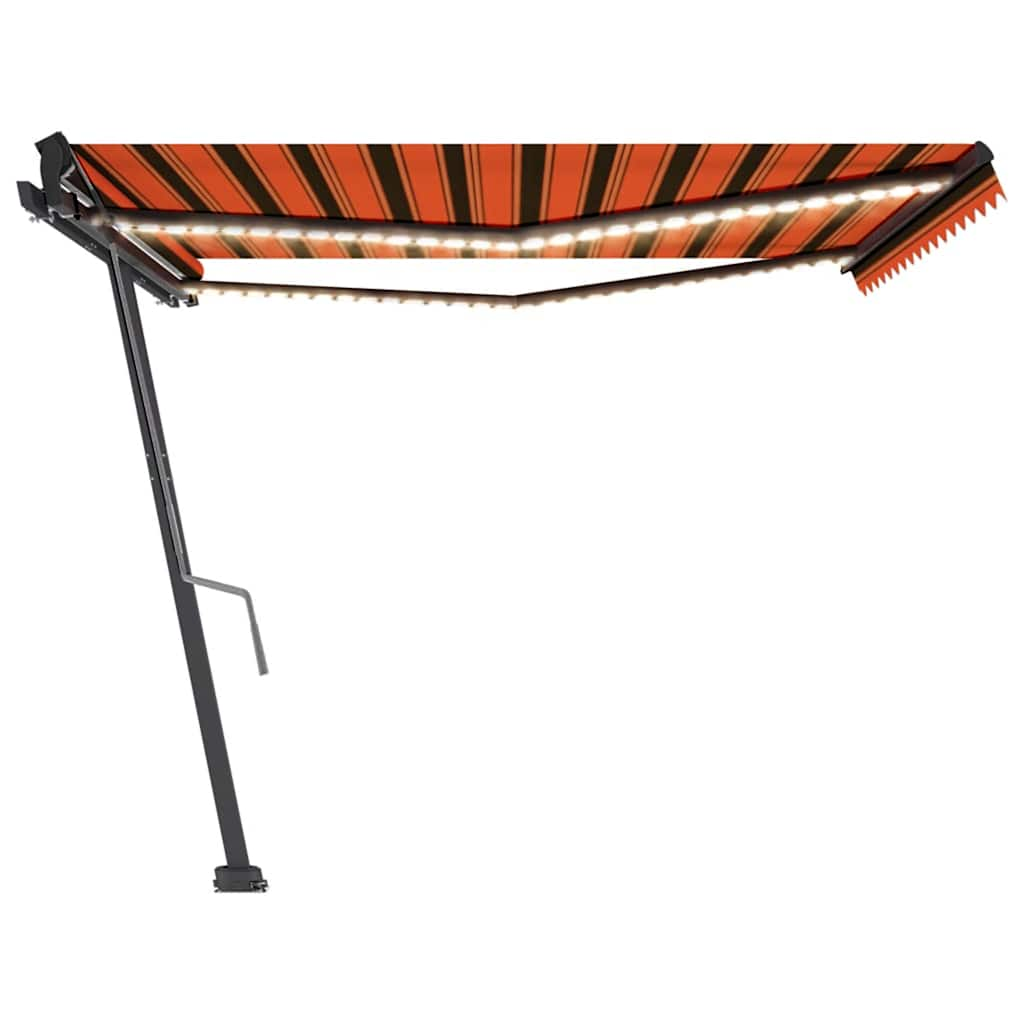 Retractable awning with LED light 400x350 cm orange/brown