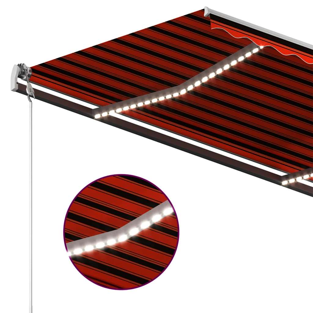 Retractable awning with LED light 400x350 cm orange/brown