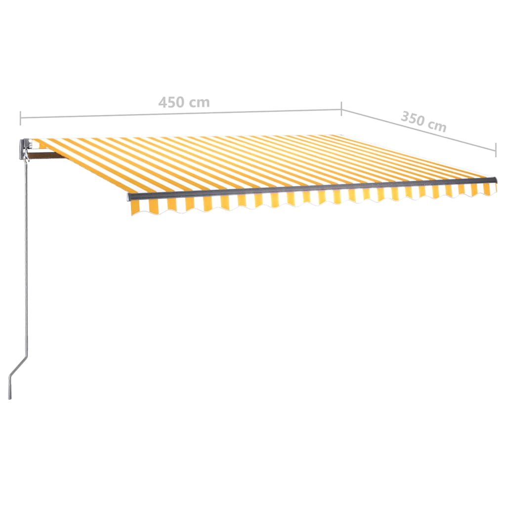 Vapaasti seisova sisäänkelattava markiisi 450x350 cm keltavalk.