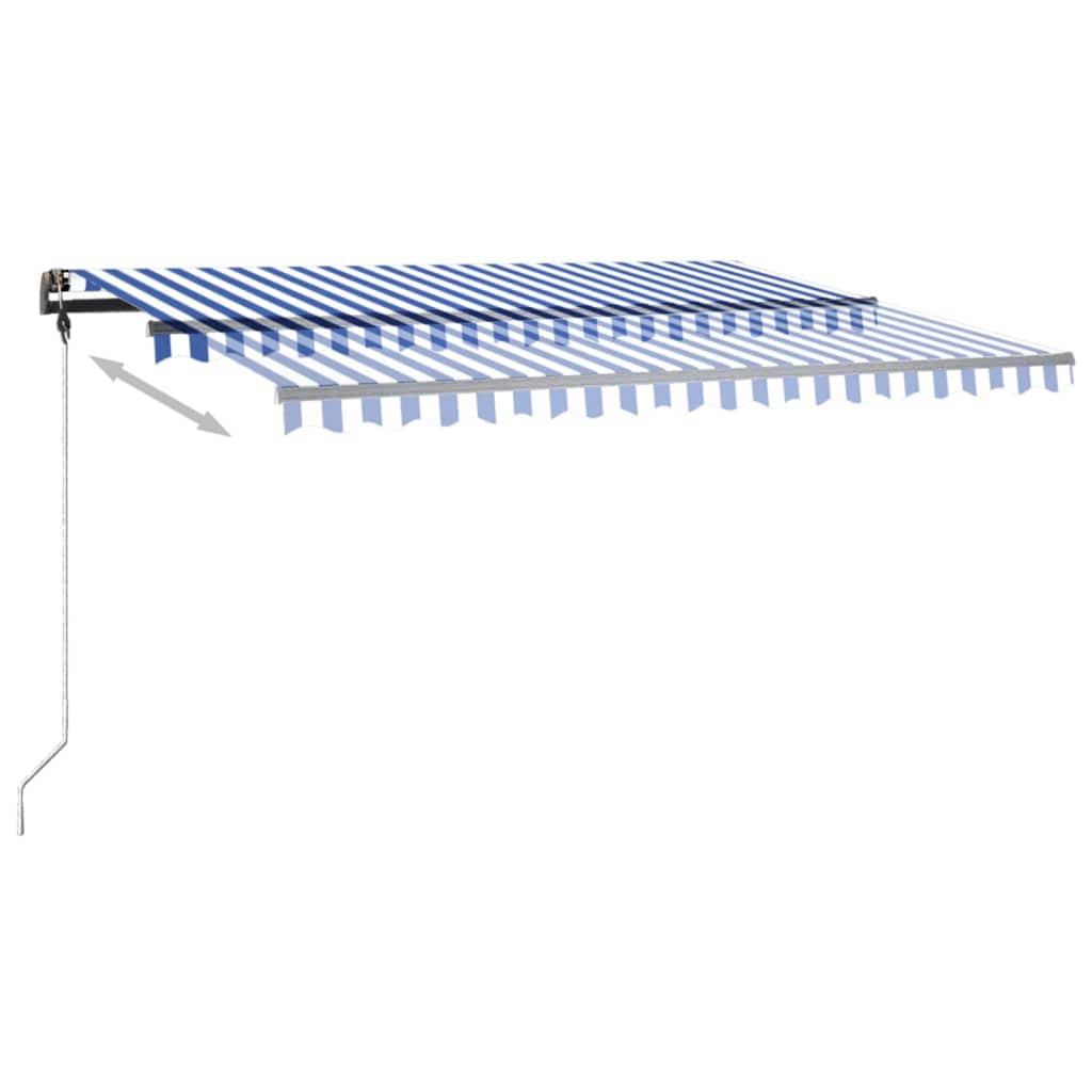 Retractable awning with LED 450x350 cm blue and white