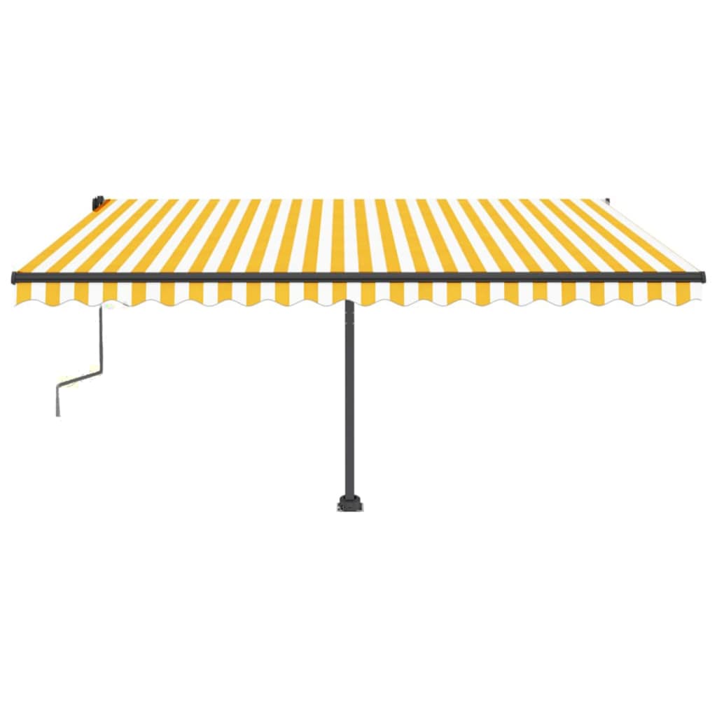 Retractable awning with LED 450x350 cm yellow-white