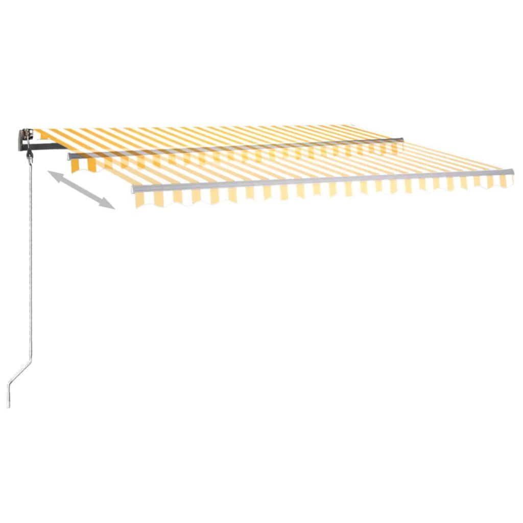 Retractable awning with LED 450x350 cm yellow-white