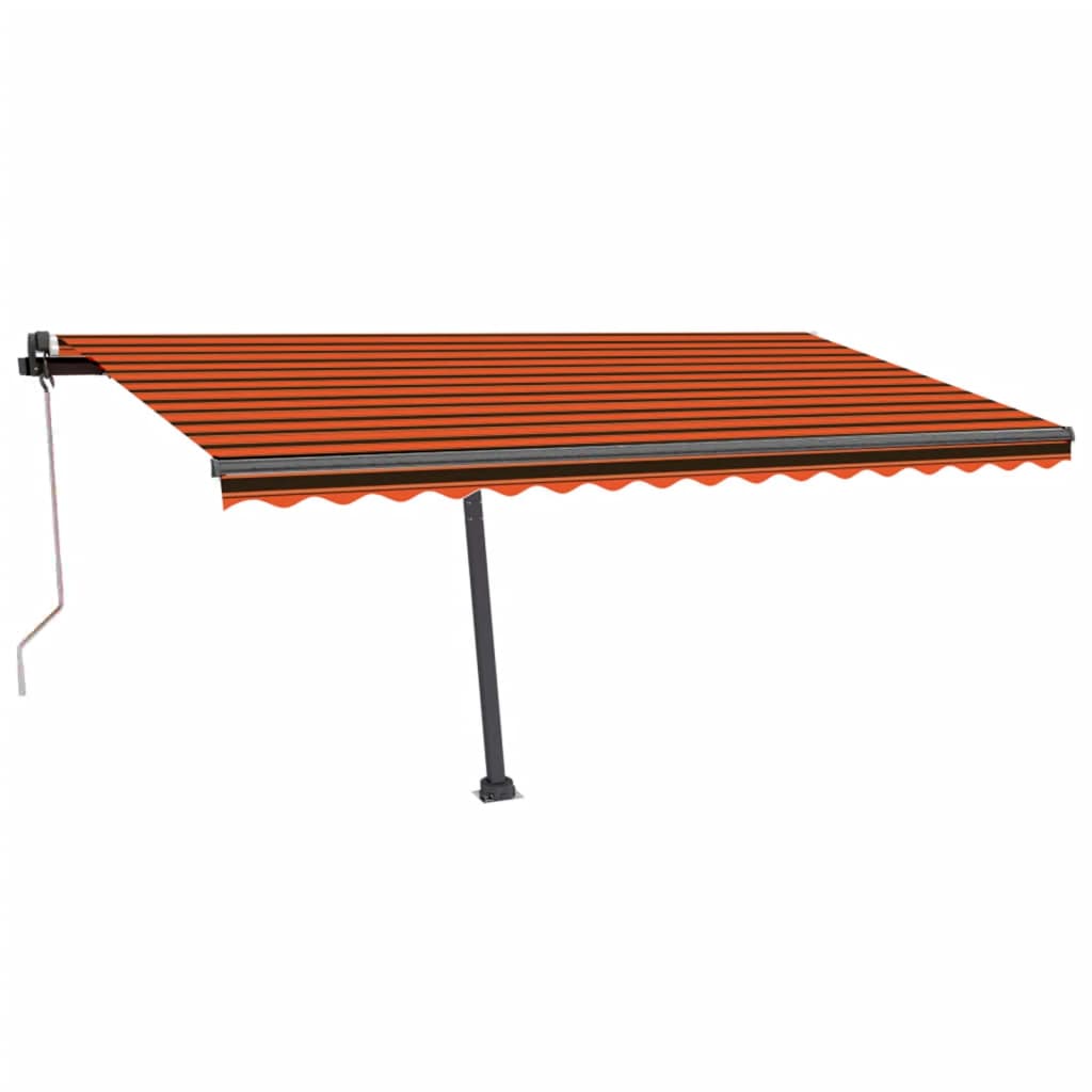 Einziehbare Markise mit LED/Windschutz. 450x350cm orange/braun.