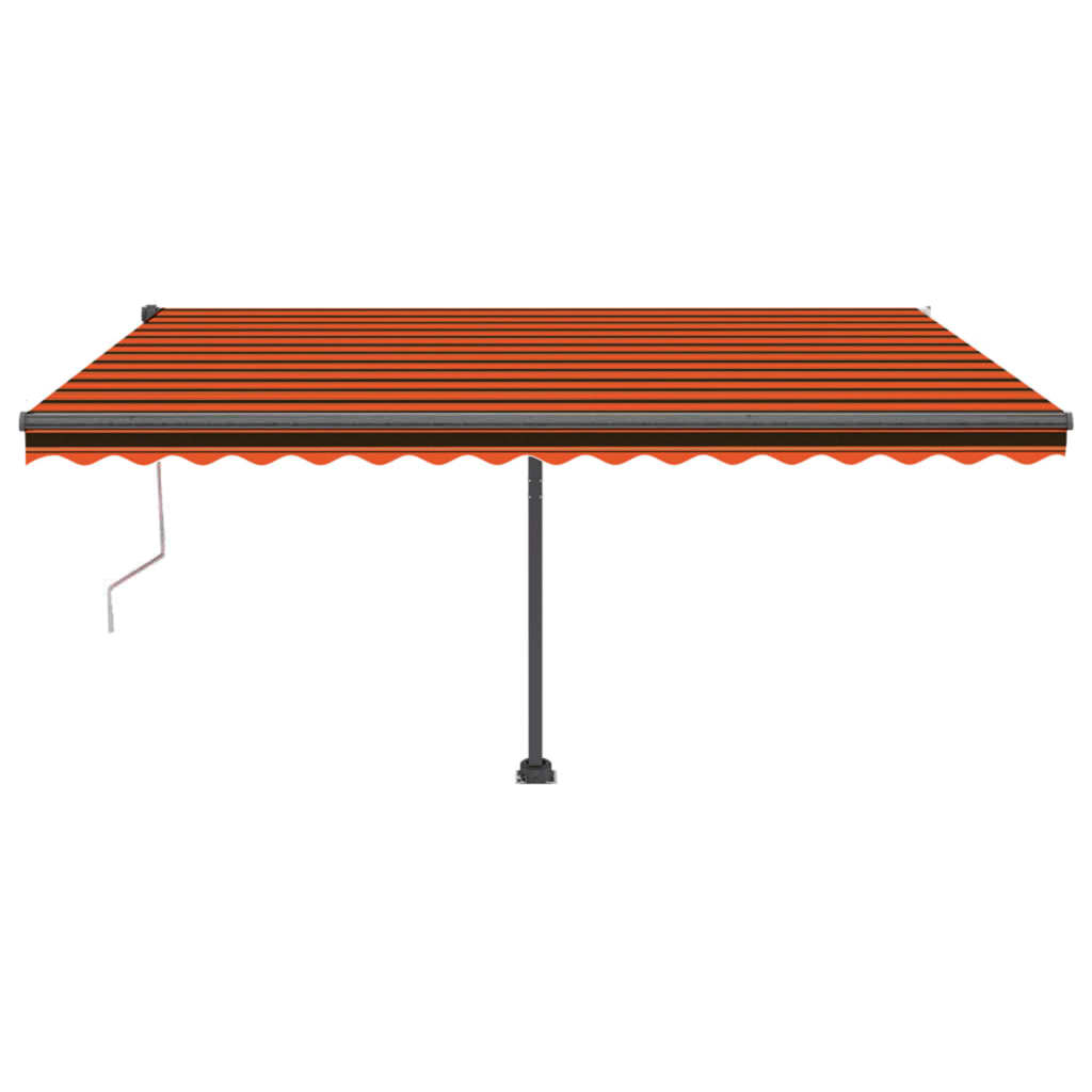 Einziehbare Markise mit LED/Windschutz. 450x350cm orange/braun.