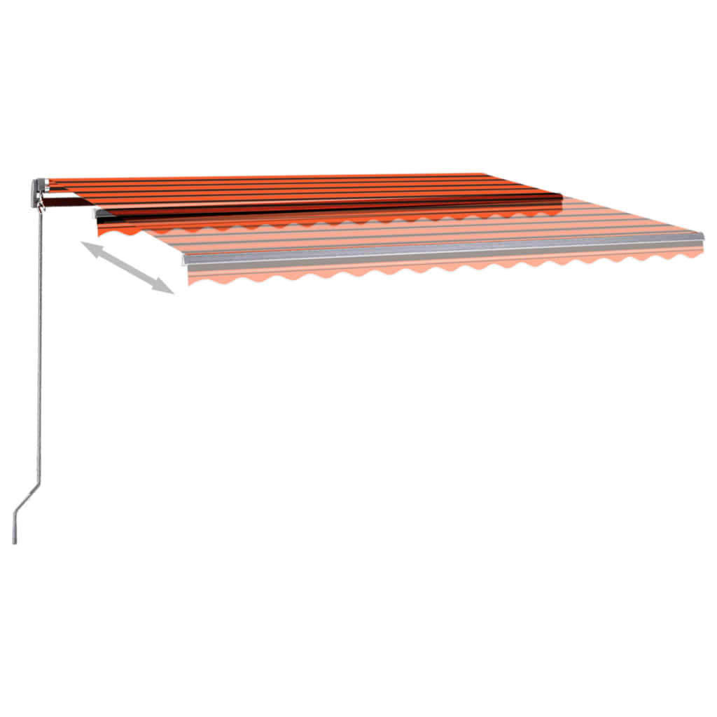 Einziehbare Markise mit LED/Windschutz. 450x350cm orange/braun.