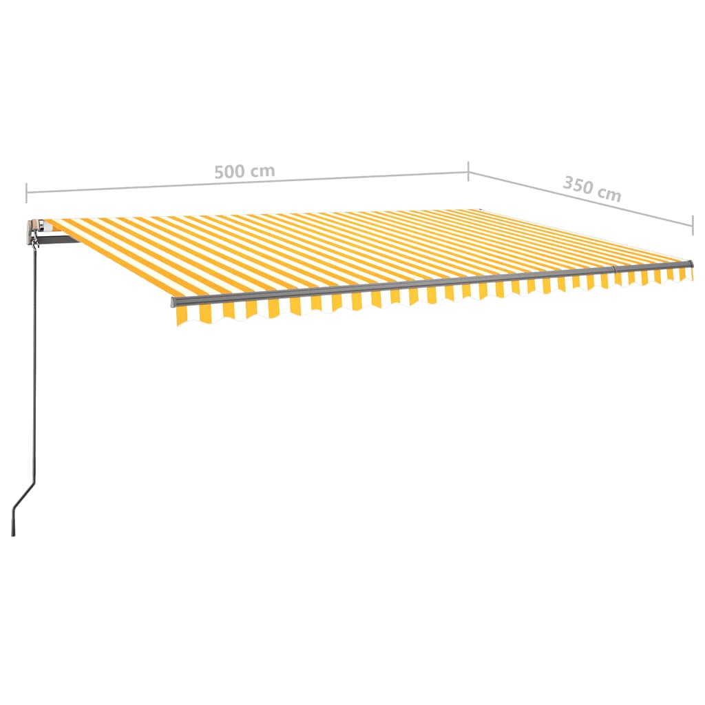 Manuaalisesti sisäänkelattava markiisi LED 500x350cm keltavalk.