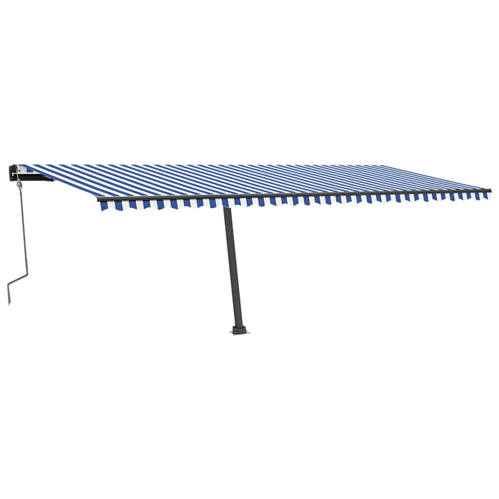 Retractable awning with LED 600x350 cm blue and white