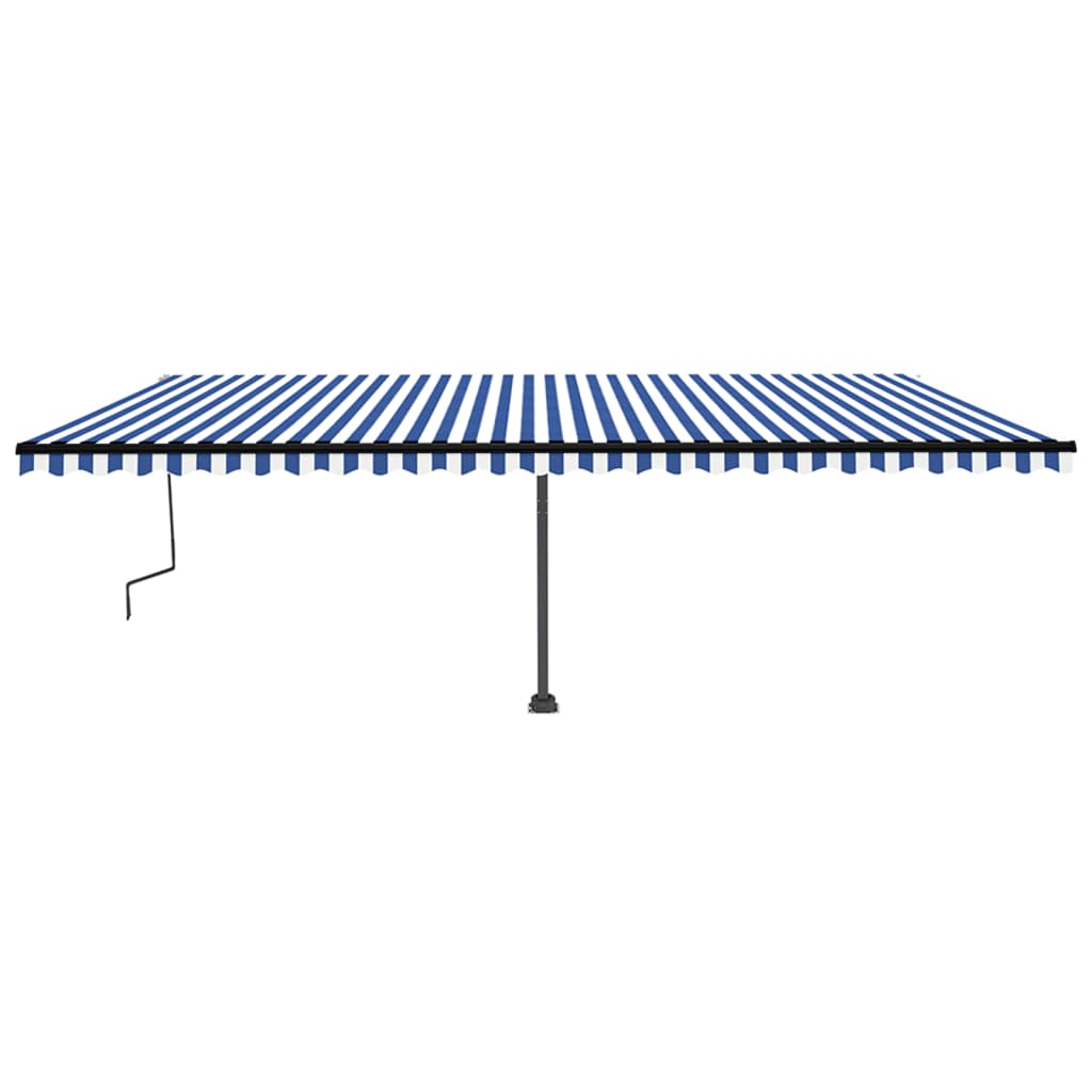 Retractable awning with LED 600x350 cm blue and white