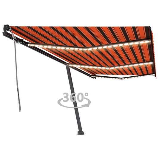 Retractable awning LED light 600x350 cm orange/brown.