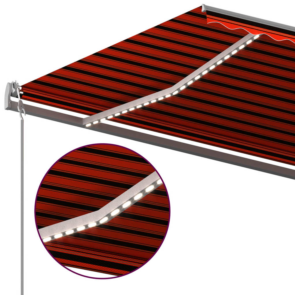 Retractable awning LED light 600x350 cm orange/brown.