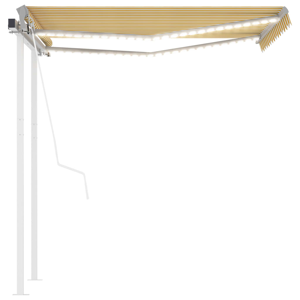 Retractable awning LED/wind sensor 3x2.5 m yellow-white.