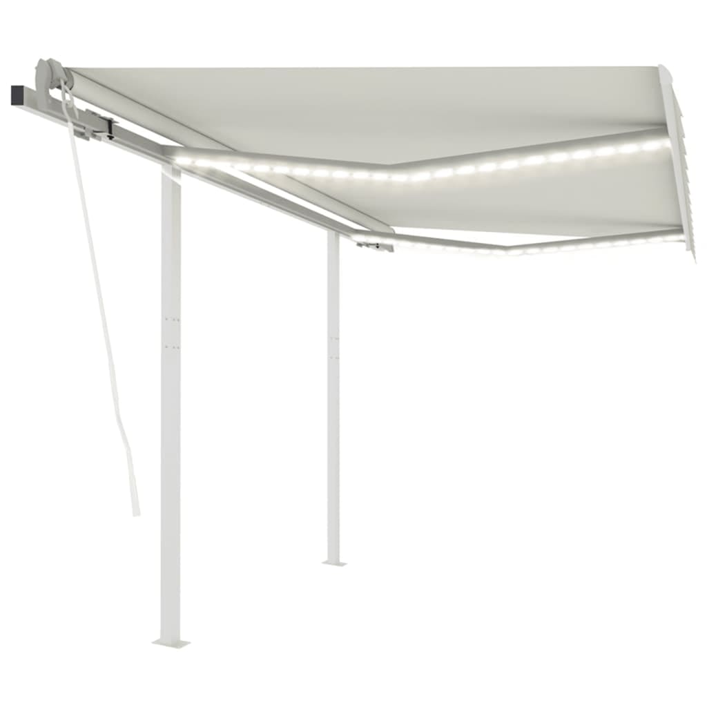 Retractable awning with LED and wind sensor 3.5x2.5 m cream