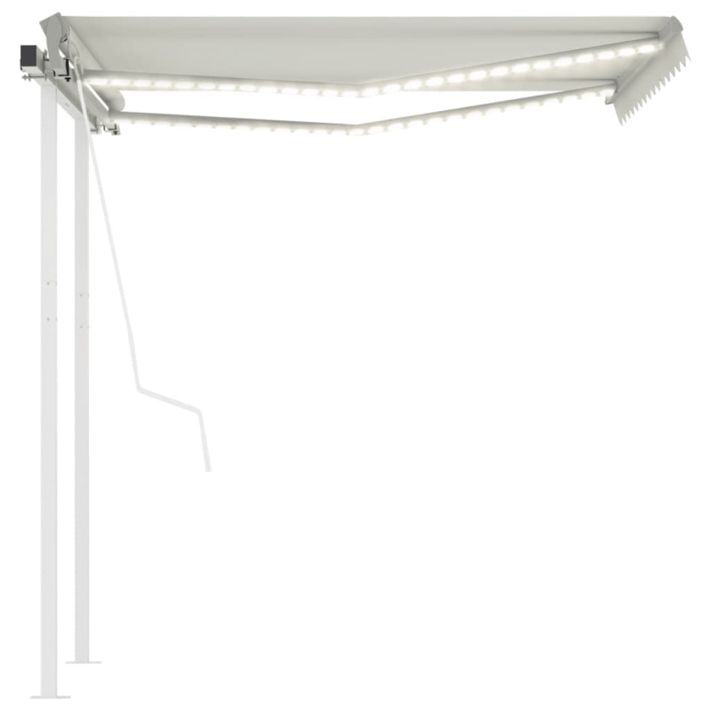 Retractable awning with LED and wind sensor 3.5x2.5 m cream