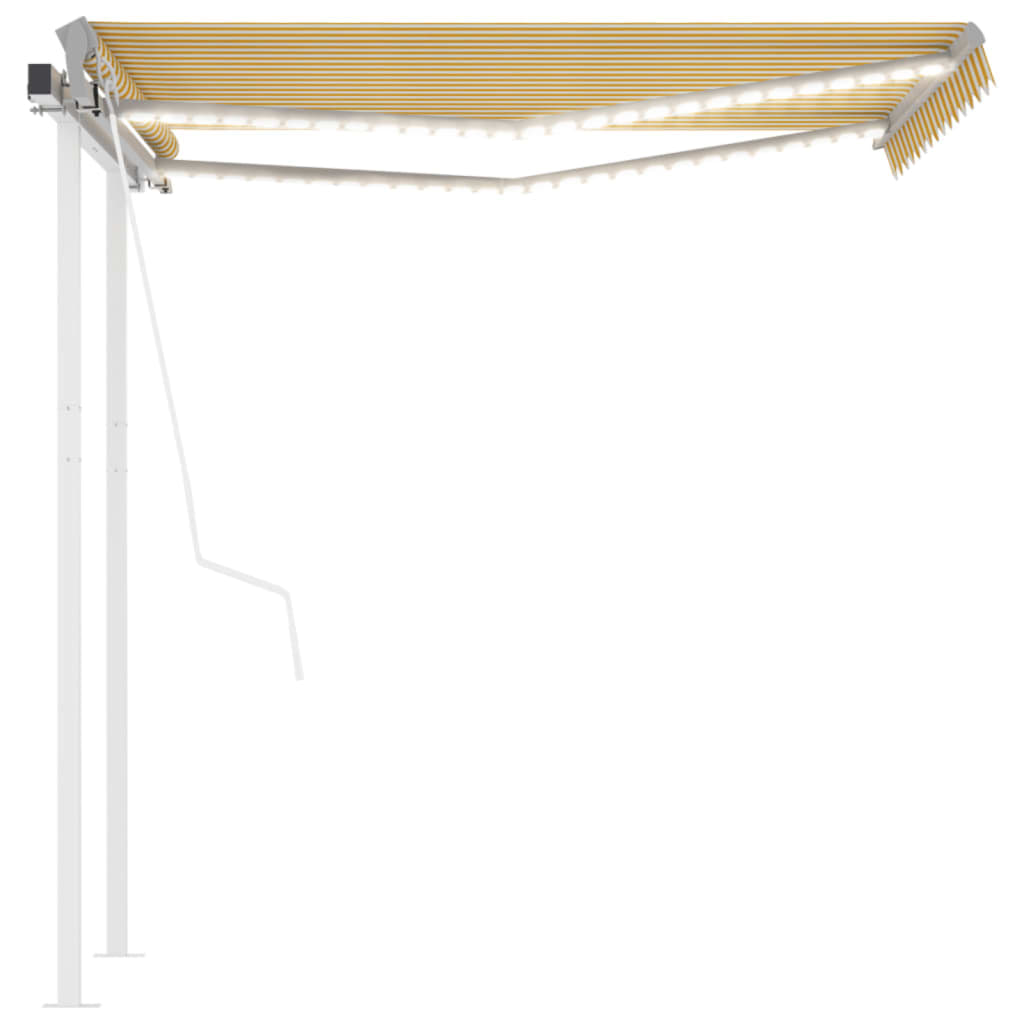 Retractable awning LED/wind sensor 3.5x2.5 m yellow-white.