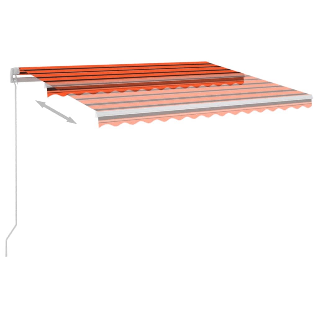 Einziehbare Markise mit LED/Windschutz. 3,5x2,5 m orangebraun