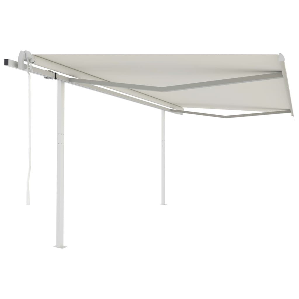 Automatic retractable awning with pole 4x3 m cream