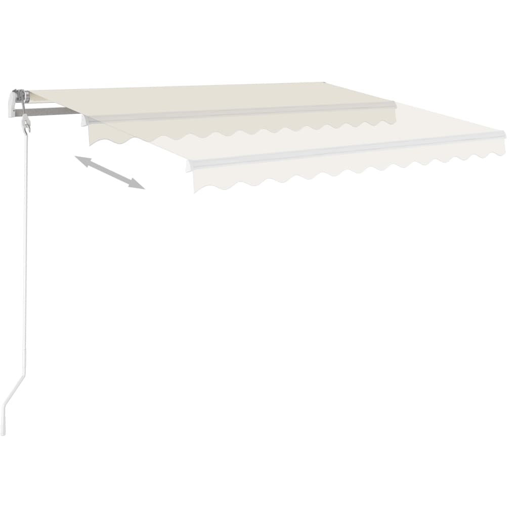 Automatic retractable awning with pole 4x3 m cream