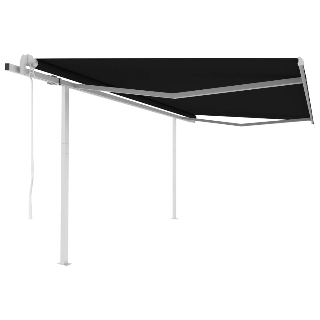 Automatic retractable awning with pole 4x3 m anthracite