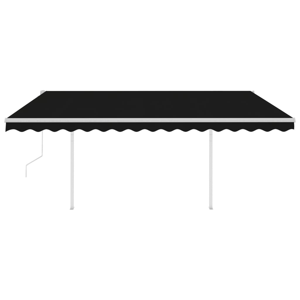 Automatic retractable awning with pole 4x3 m anthracite