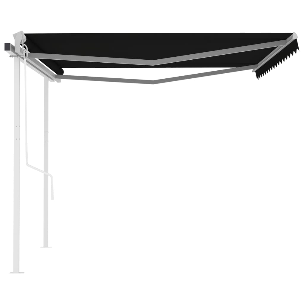 Automatic retractable awning with pole 4x3 m anthracite