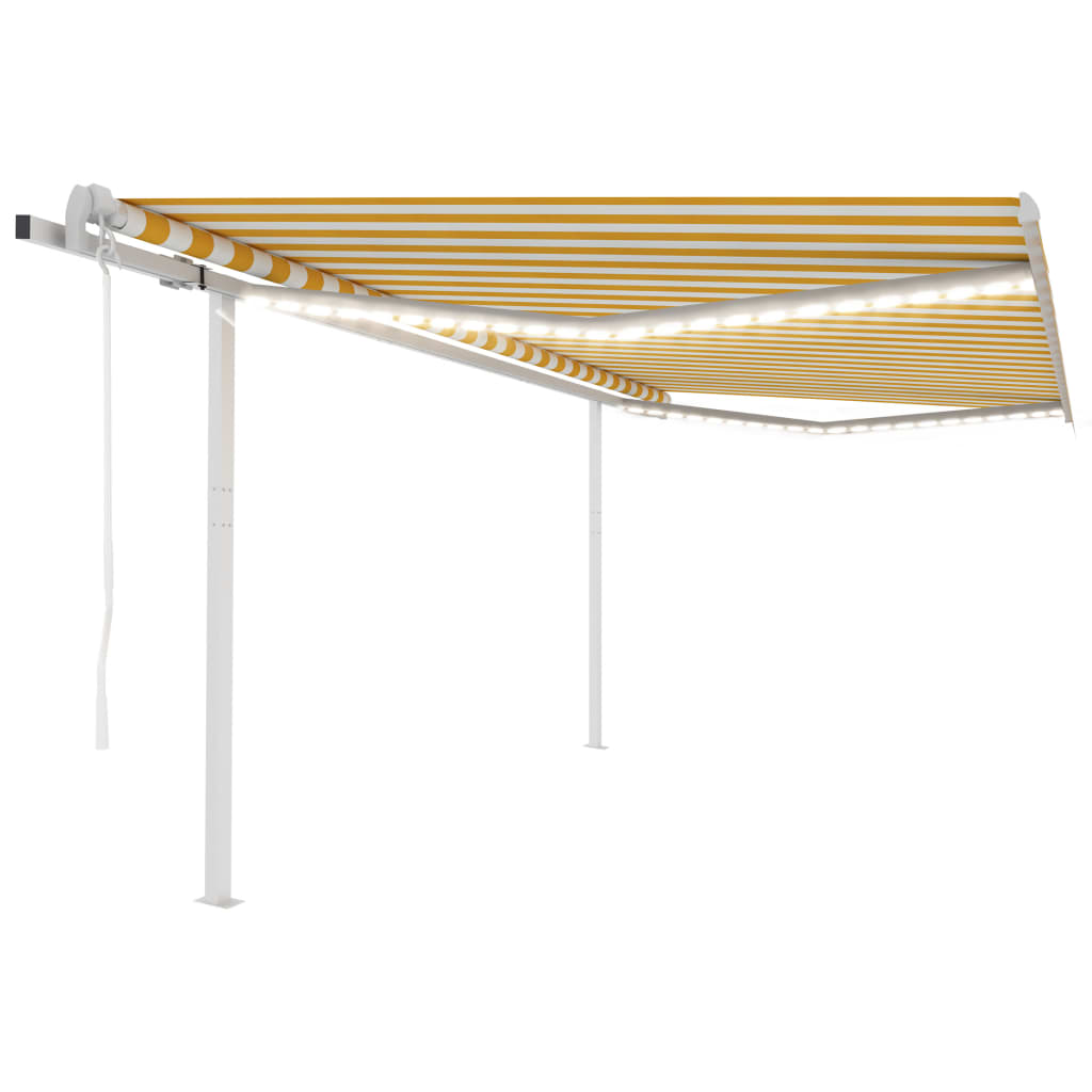 Retractable awning LED/wind sensor 4x3 m yellow-white