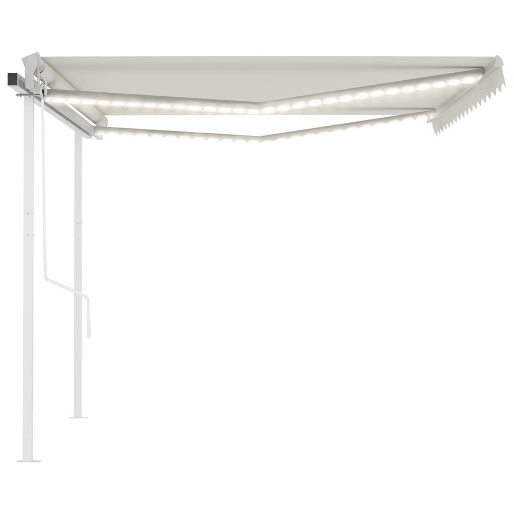 Retractable awning with LED and wind sensor 4.5x3 m cream