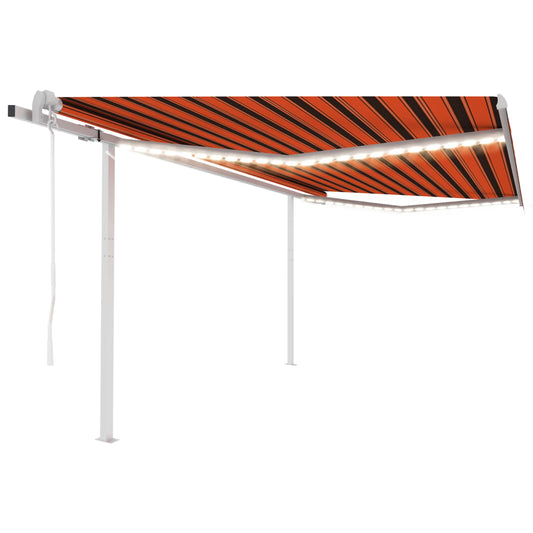 Retractable awning LED/wind sensor 4.5x3 m orange-brown