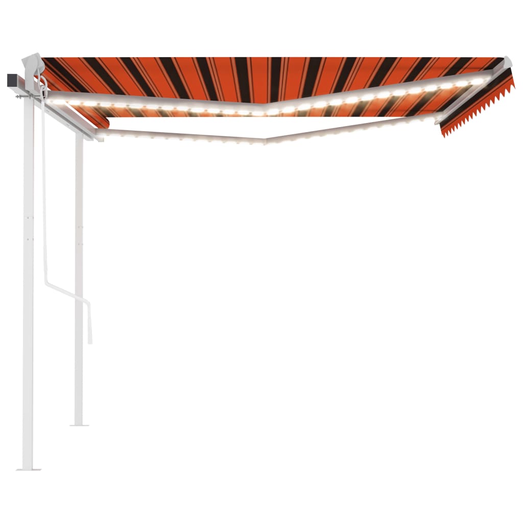 Retractable awning LED/wind sensor 4.5x3 m orange-brown