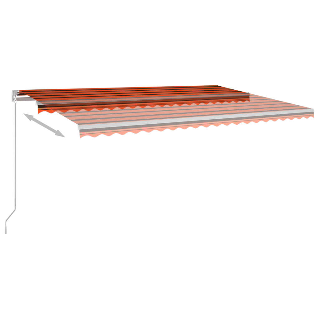 Sisäänkelattava markiisi LED/tuulisensori 5x3 m oranssiruskea