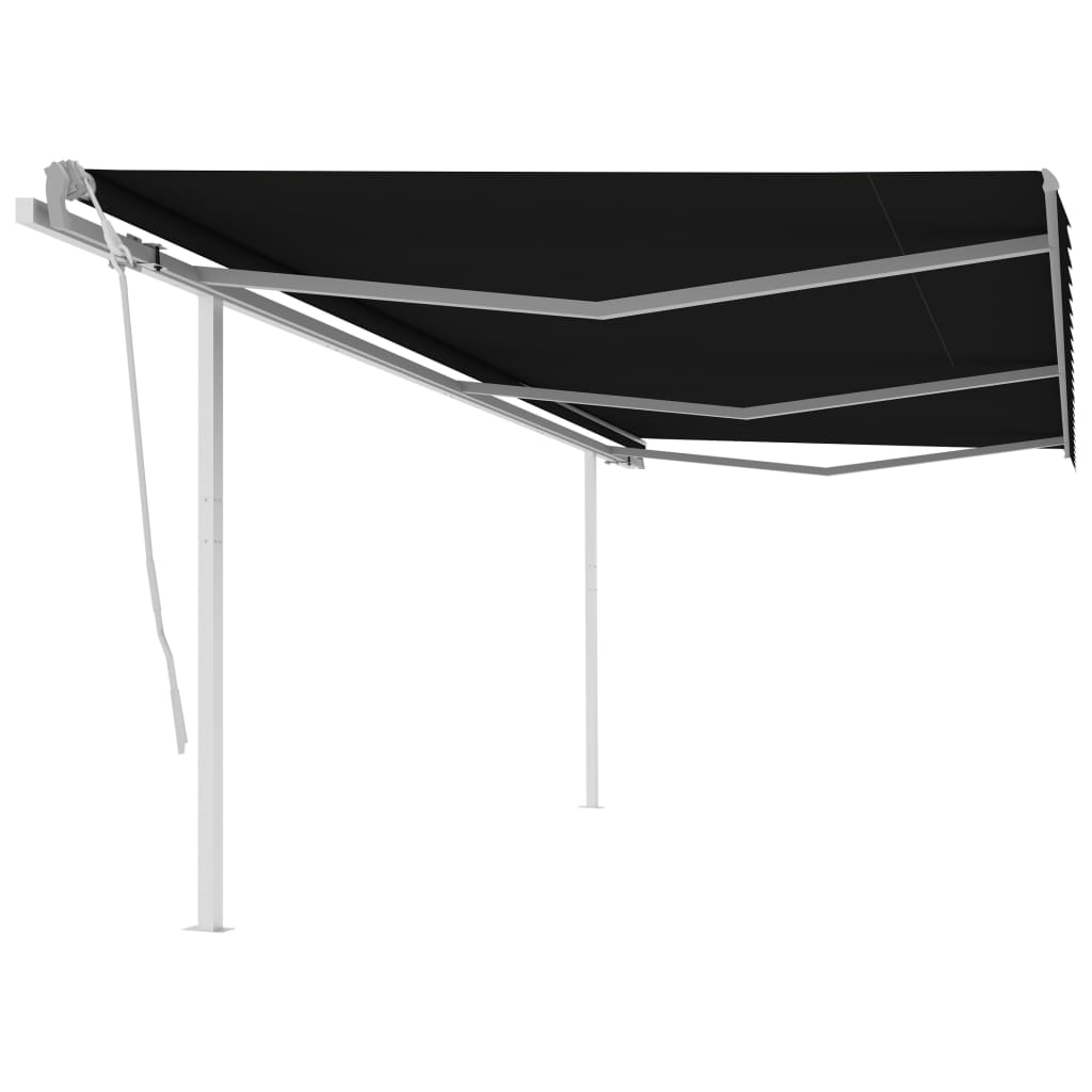 Manually retractable awning with pole 6x3 m anthracite