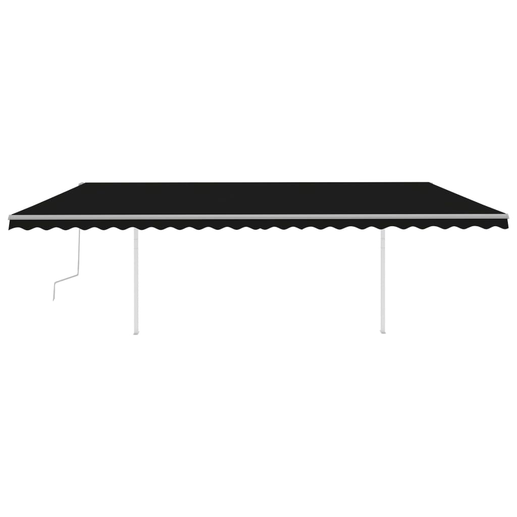 Manually retractable awning with pole 6x3 m anthracite