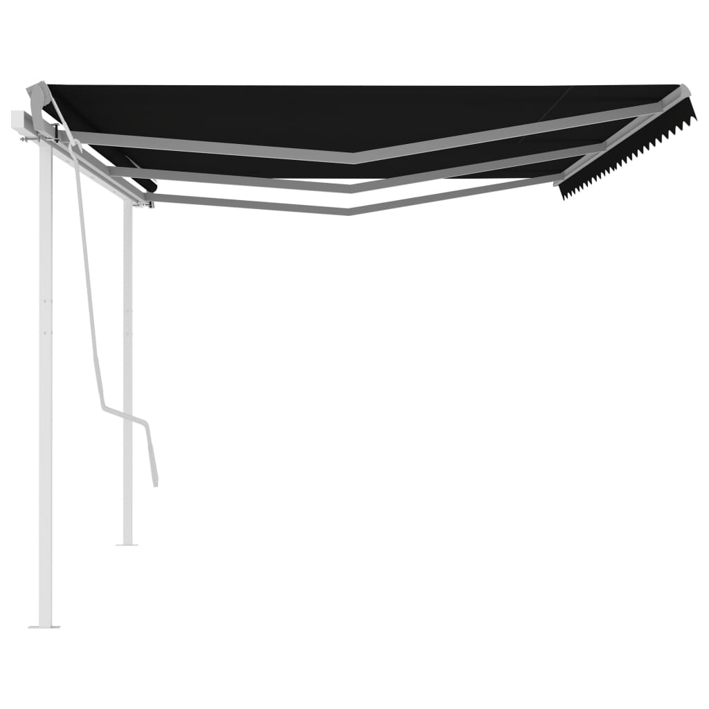 Manually retractable awning with pole 6x3 m anthracite