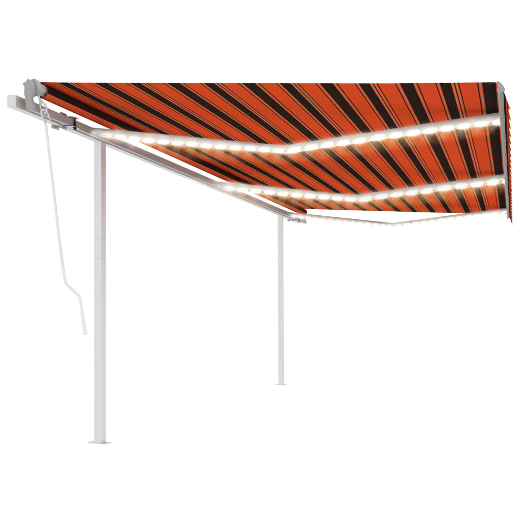 Retractable awning LED/wind sensor 6x3 m orange-brown