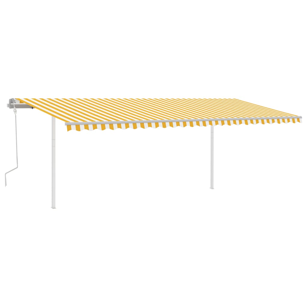 Manual retractable awning with LED 6x3.5 m yellow-white