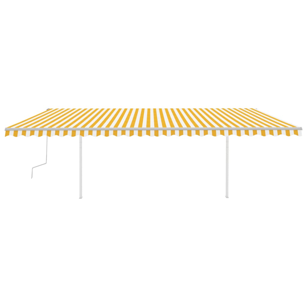 Manual retractable awning with LED 6x3.5 m yellow-white