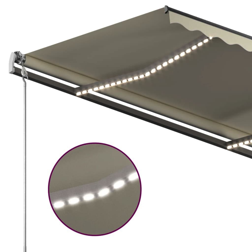 Käsin sisäänkelattava markiisi LEDillä 3x2,5 m kerma