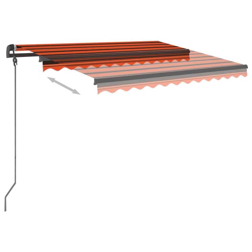 Manuaalisesti kelattava markiisi LED-valot 3x2,5m oranssiruskea