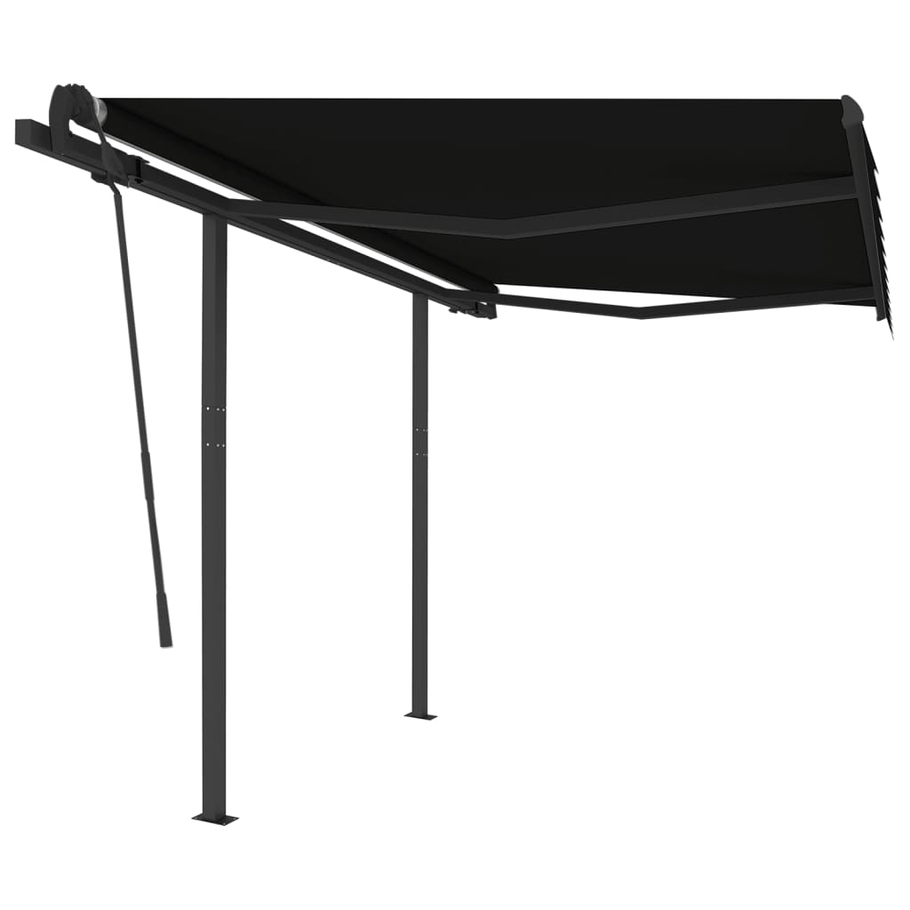 Automatic retractable awning with pole 3x2.5 m anthracite