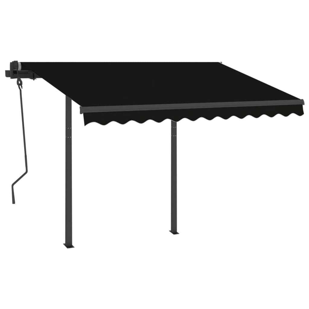 Automatic retractable awning with pole 3x2.5 m anthracite