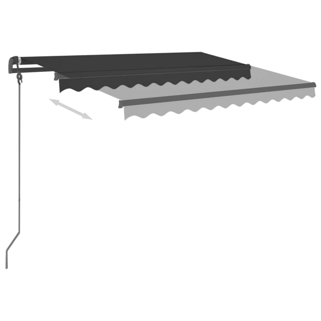 Automatic retractable awning with pole 3x2.5 m anthracite