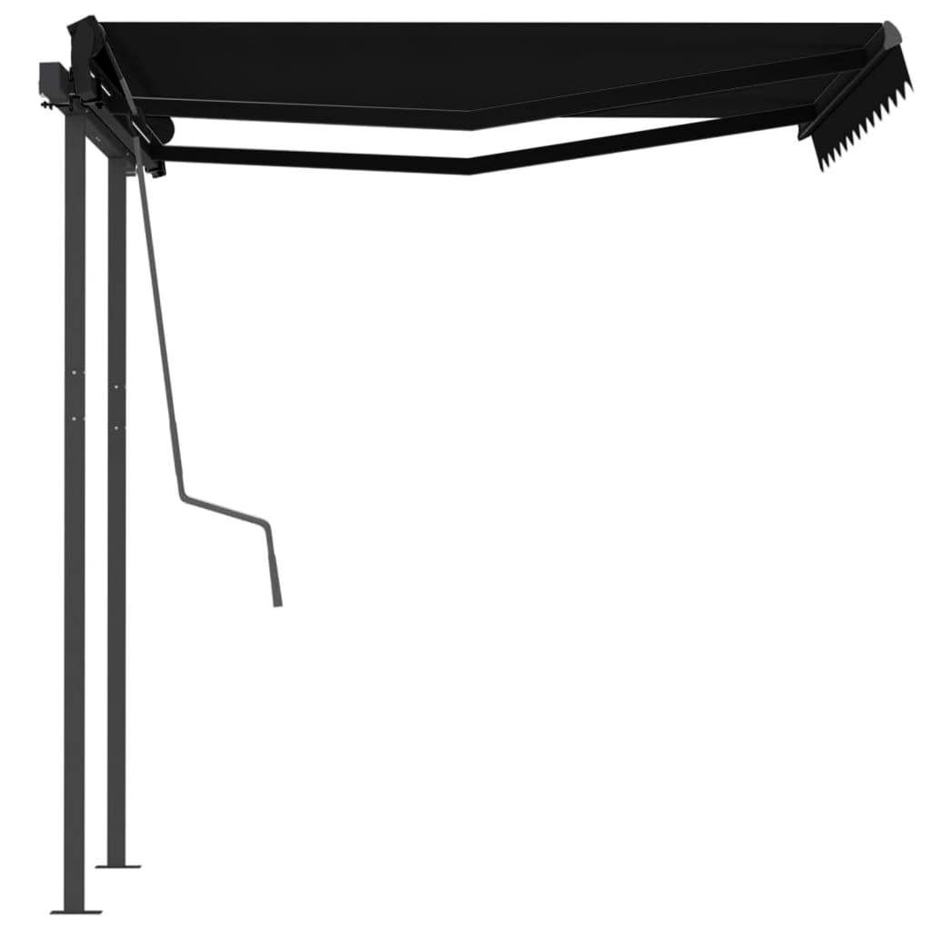 Automatic retractable awning with pole 3x2.5 m anthracite