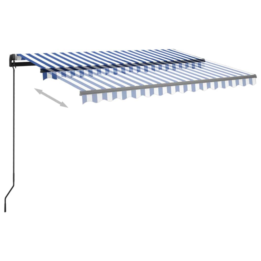 Retractable awning LED/wind sensor 3x2.5 m blue and white