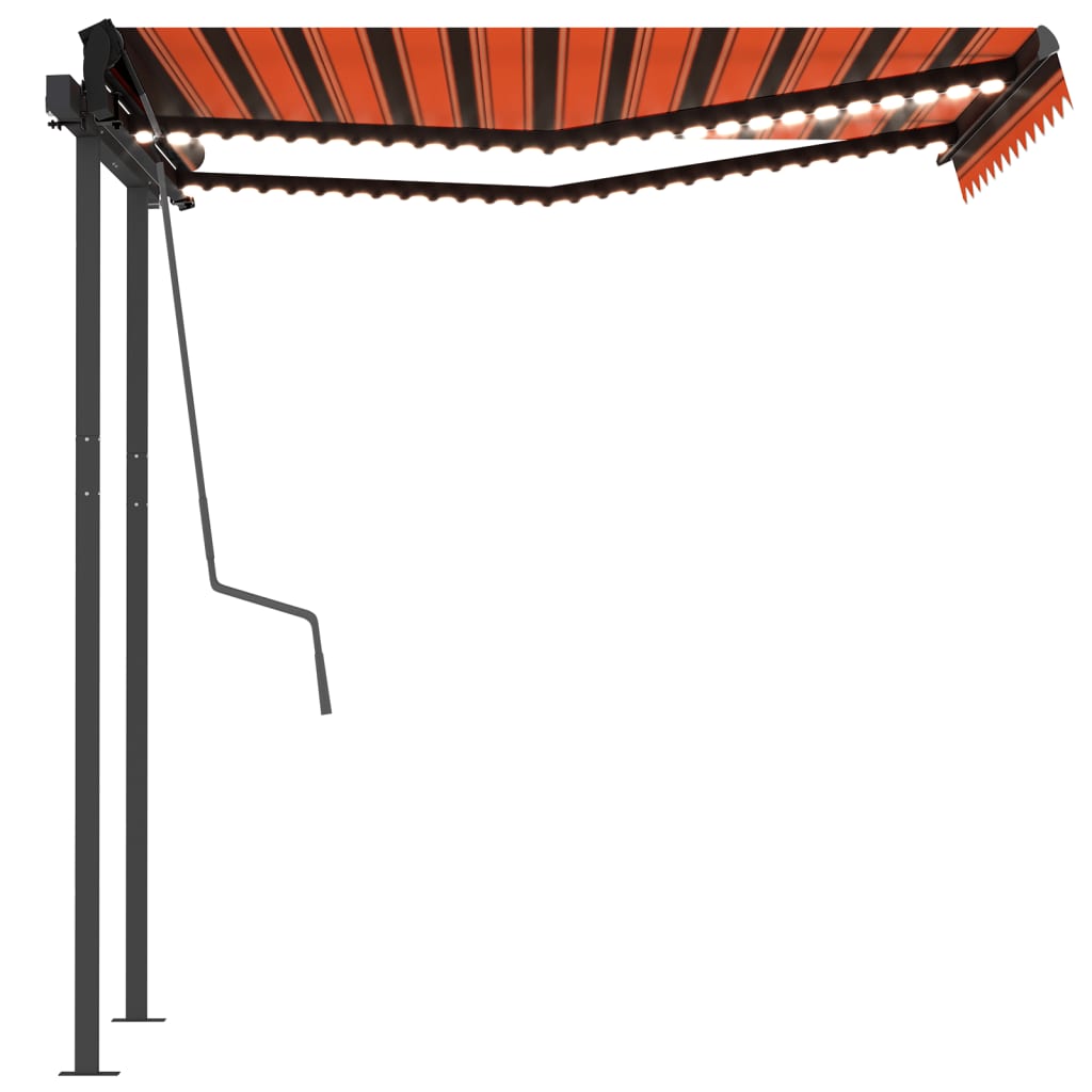 Retractable awning LED/wind sensor 3x2.5 m orange-brown