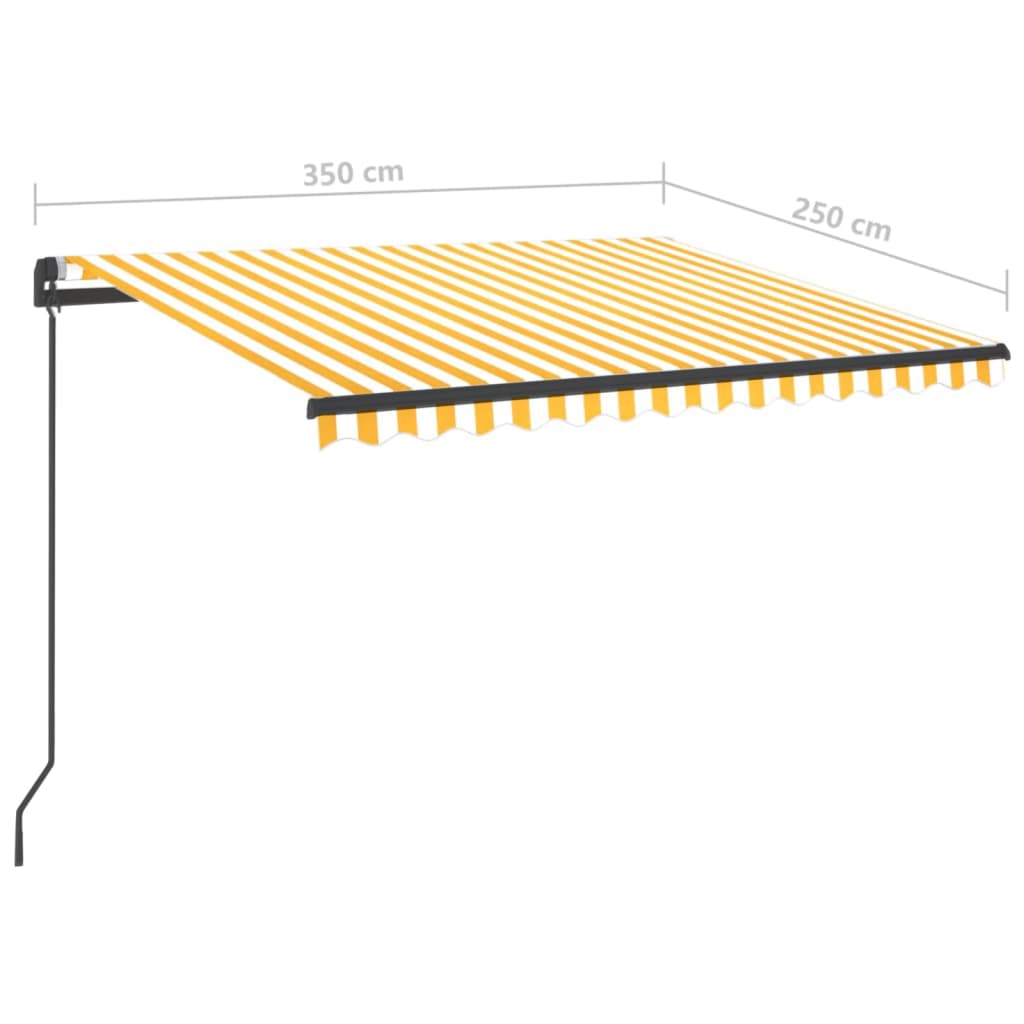 Käsin sisäänkelattava markiisi LEDillä 3,5x2,5 m keltavalkoinen