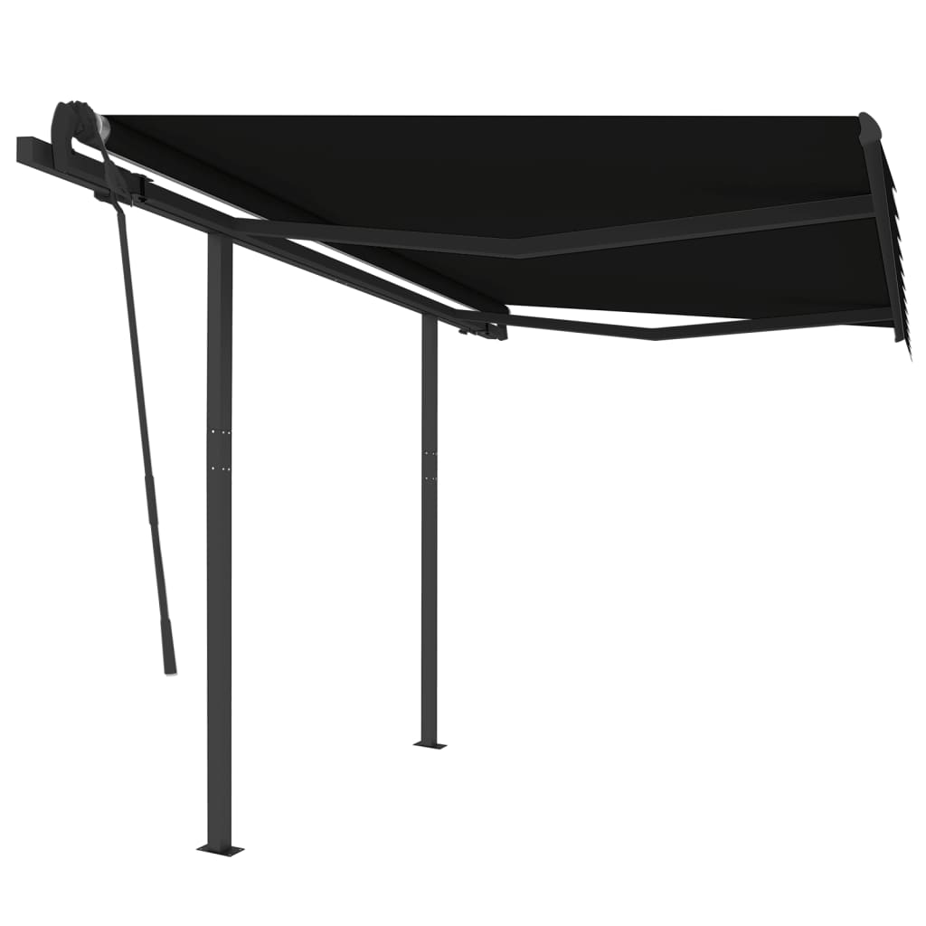 Retractable awning with pole 3.5x2.5 m anthracite