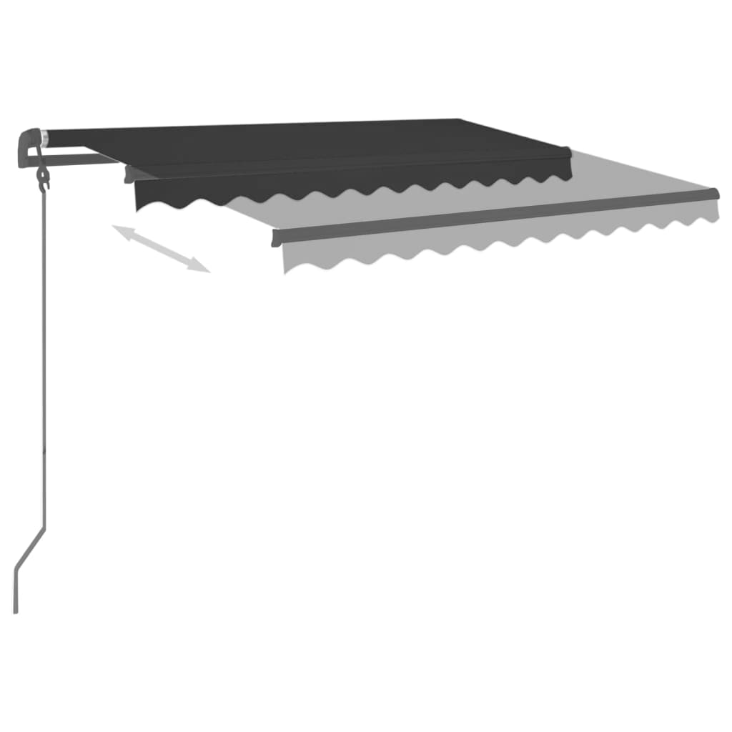 Retractable awning with pole 3.5x2.5 m anthracite